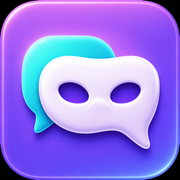 MaskedTalk app icon: a white mask on a teal speech bubble